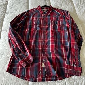 Levi's Men's Red and Blue Plaid Shirt